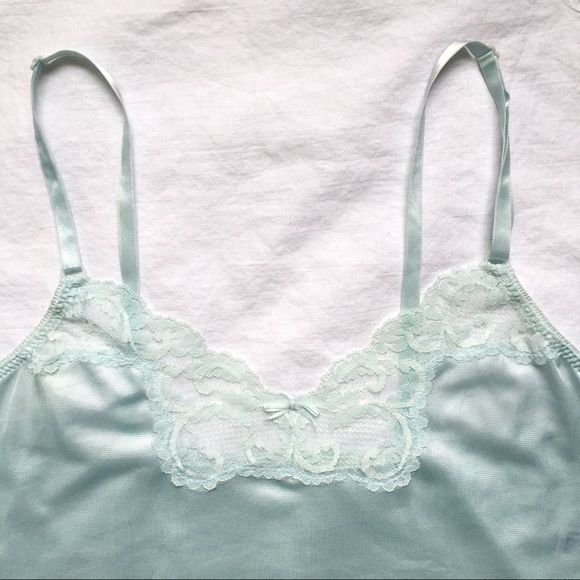 Vintage Maidenform lace edged cami camisole baby blue sz 32 small​ lacy slip​ - Picture 3 of 12